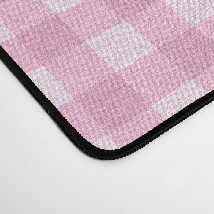 Gingham Plaid Pattern - Pastel Pink Desk Mat Gallery Image 4