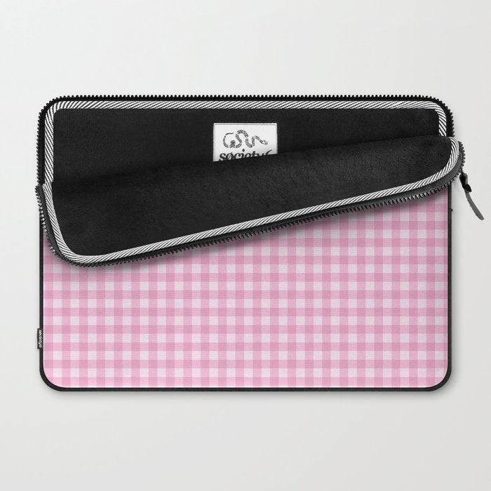 Gingham Plaid Pattern - Pastel Pink Laptop Sleeve Gallery Image 2