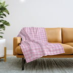 Gingham Plaid Pattern - Pastel Pink Throw Blanket Gallery Image 1