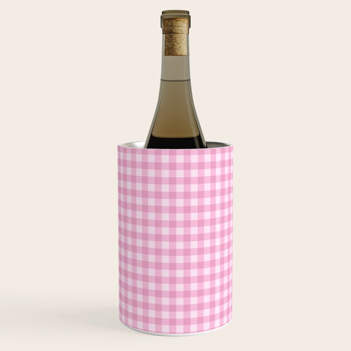 Gingham Plaid Pattern - Pastel Pink Wine Chiller Gallery Image 2