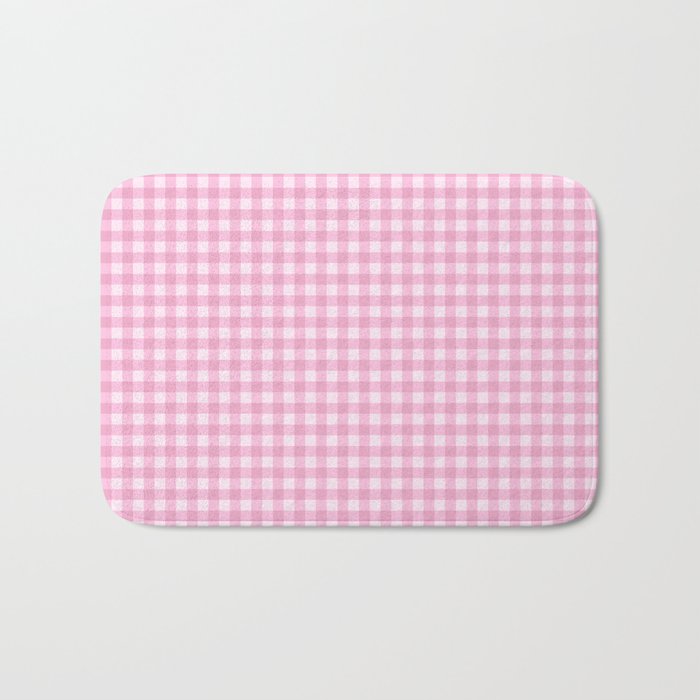 Gingham Plaid Pattern - Pastel Pink Bath Mat Gallery Image 1