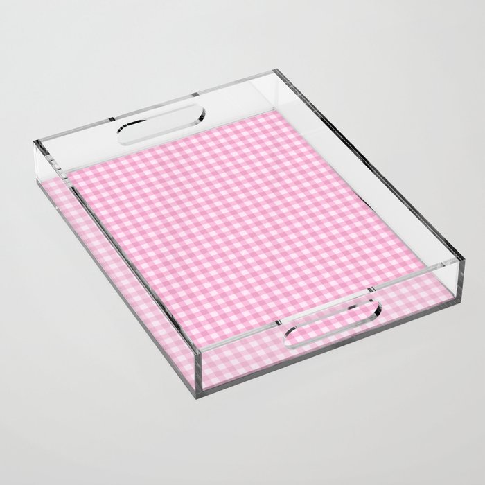 Gingham Plaid Pattern - Pastel Pink Acrylic Tray Gallery Image 1