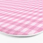 Gingham Plaid Pattern - Pastel Pink Bath Mat Gallery Image 3