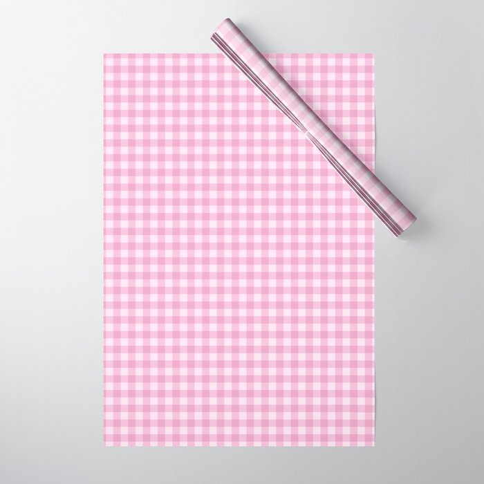 Gingham Plaid Pattern - Pastel Pink Wrapping Paper Gallery Image 1