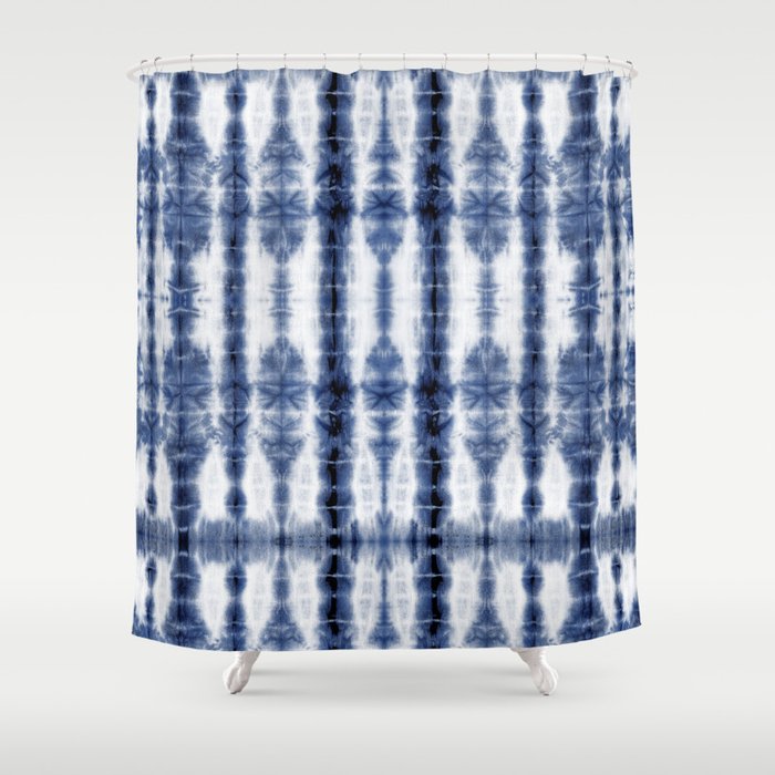 Tiki Shibori Blue Shower Curtain Gallery Image 1