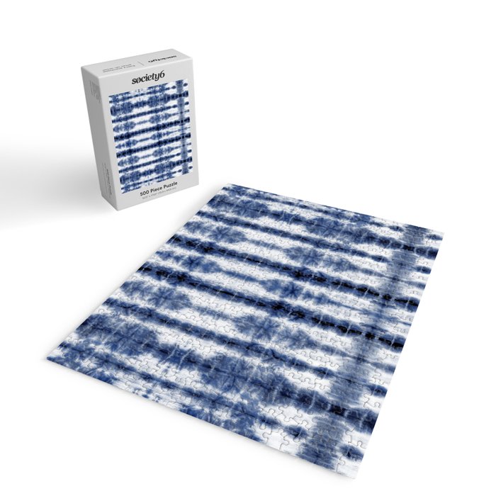 Tiki Shibori Blue Jigsaw Puzzle Gallery Image 2