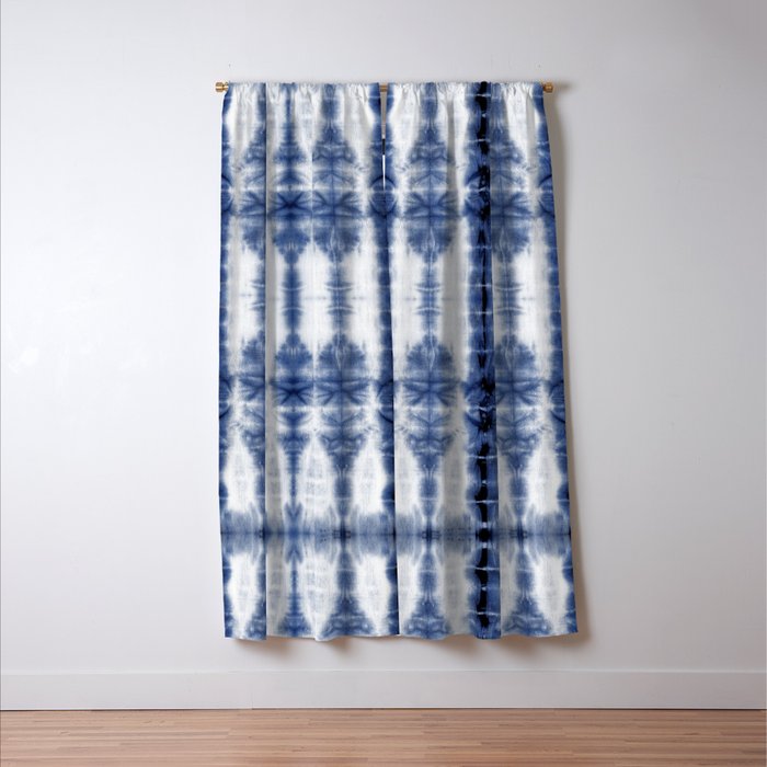 Tiki Shibori Blue Window Curtain Gallery Image 3
