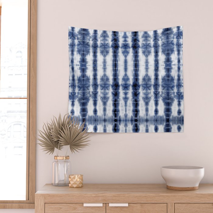 Tiki Shibori Blue Wall Tapestry Gallery Image 2