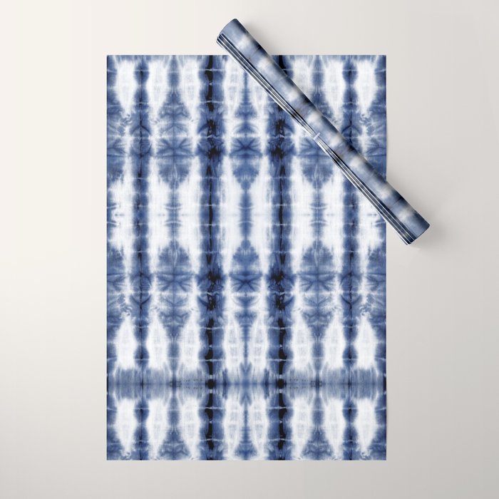 Tiki Shibori Blue Wrapping Paper Gallery Image 1