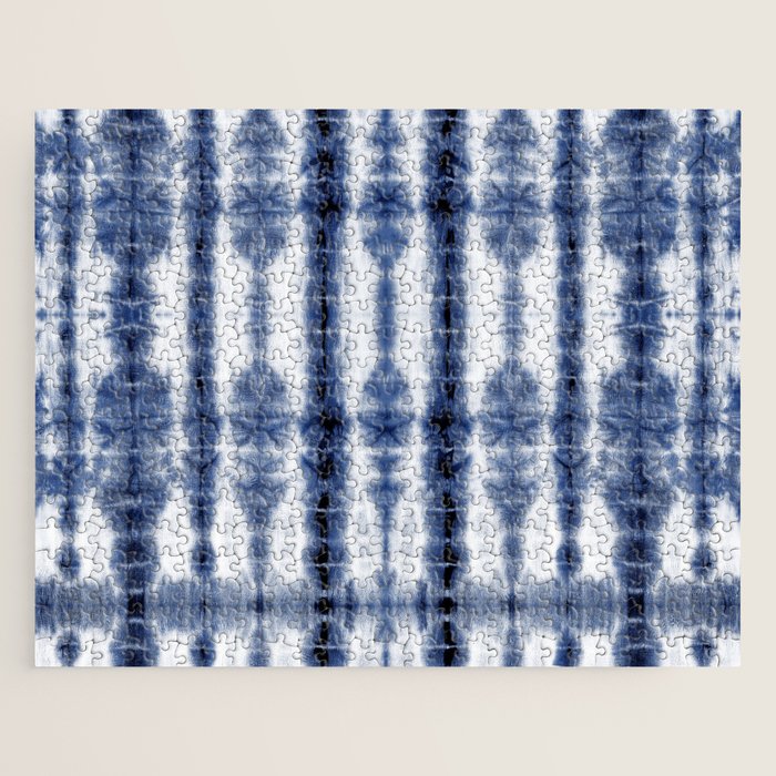 Tiki Shibori Blue Jigsaw Puzzle Gallery Image 1