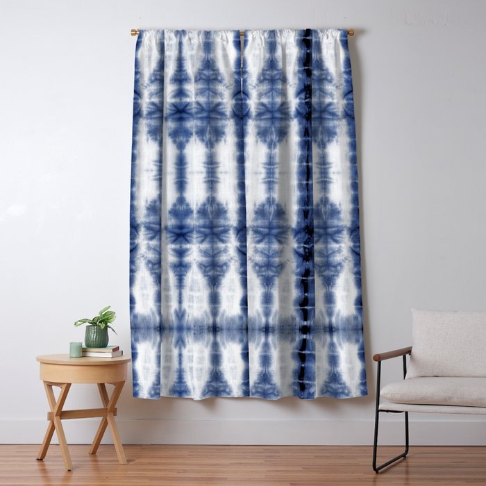 Tiki Shibori Blue Window Curtain Gallery Image 5