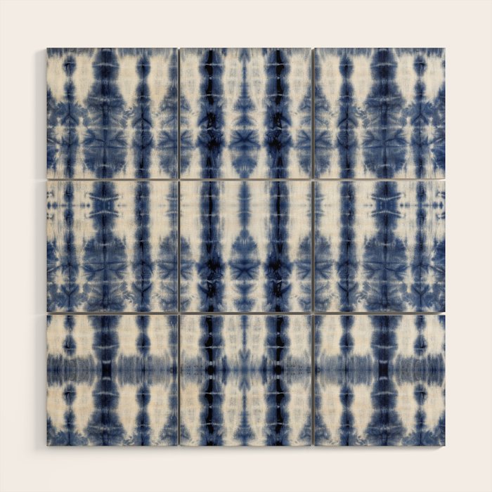 Tiki Shibori Blue Wood Wall Art Gallery Image 1