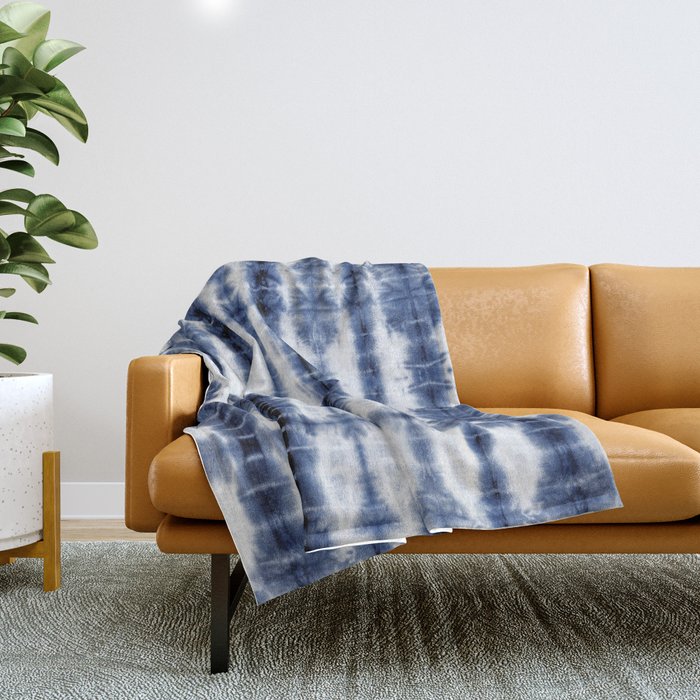 Tiki Shibori Blue Throw Blanket Gallery Image 1