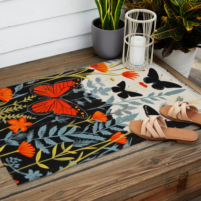 Butterfly Spring Garden Outdoor Rug Gallery Image 2
