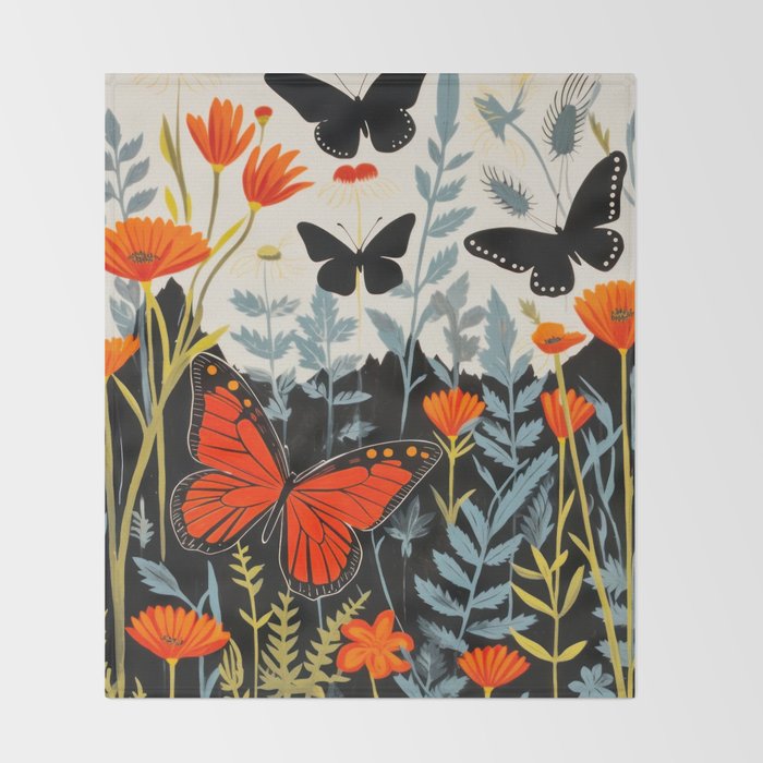 Butterfly Spring Garden Throw Blanket Gallery Image 2