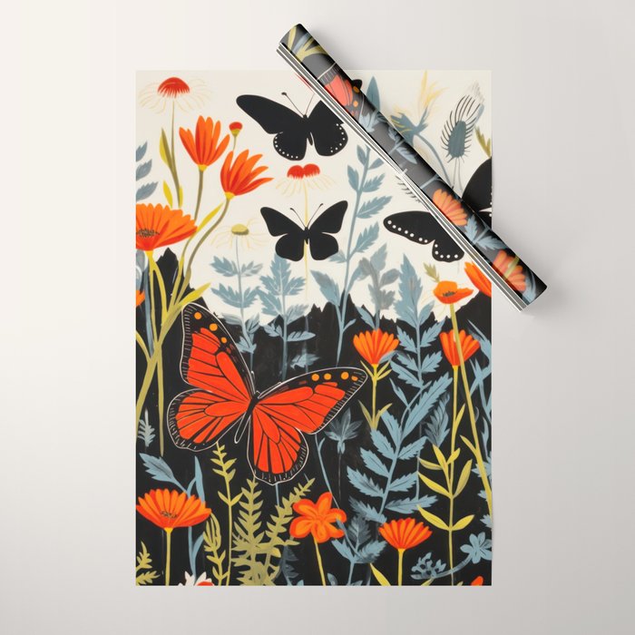Butterfly Spring Garden Wrapping Paper Gallery Image 1