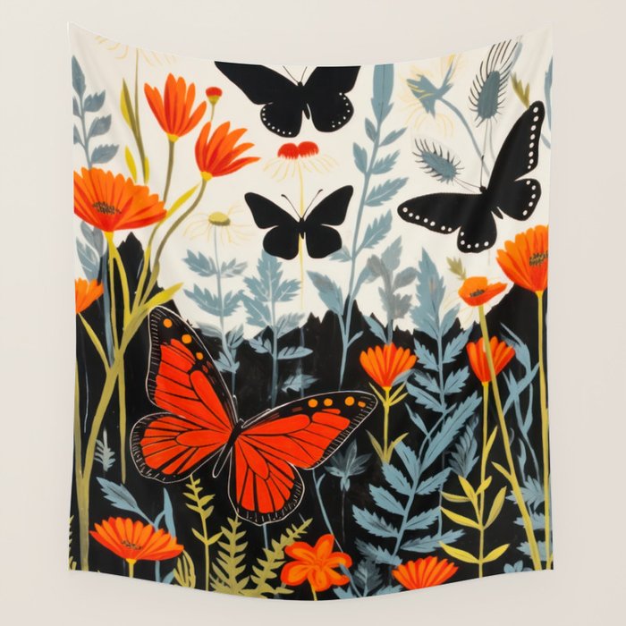 Butterfly Spring Garden Wall Tapestry Gallery Image 1