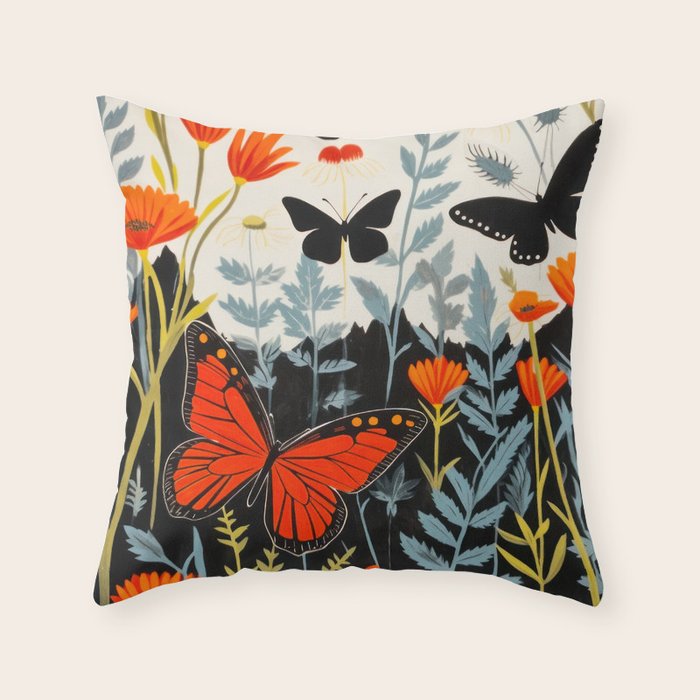 Butterfly Spring Garden Throw Pillow Gallery Image 6