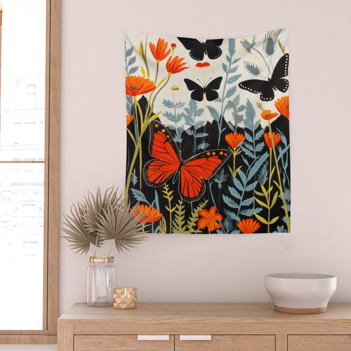 Butterfly Spring Garden Wall Tapestry Gallery Image 2