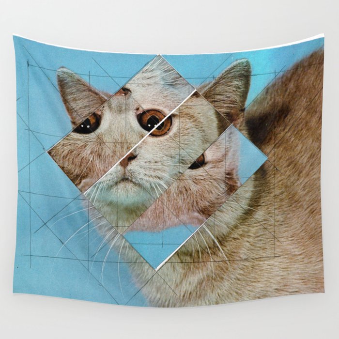 the depressive cat am abend bekommt den blues Wall Tapestry Gallery Image 1