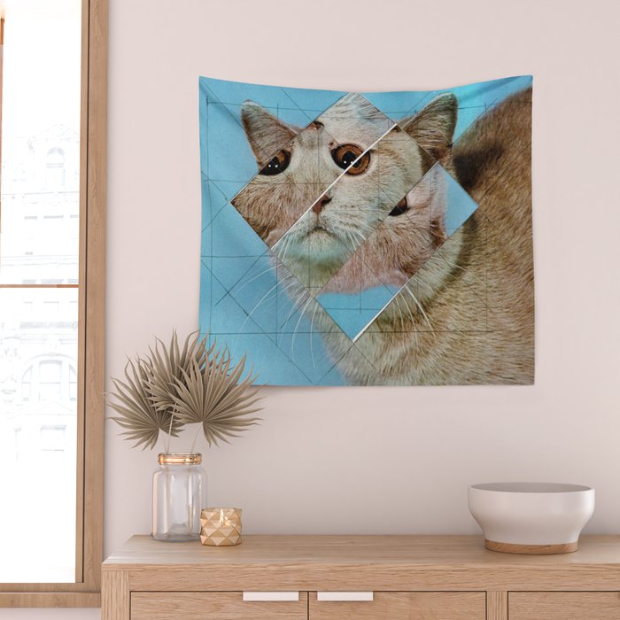 the depressive cat am abend bekommt den blues Wall Tapestry Gallery Image 2