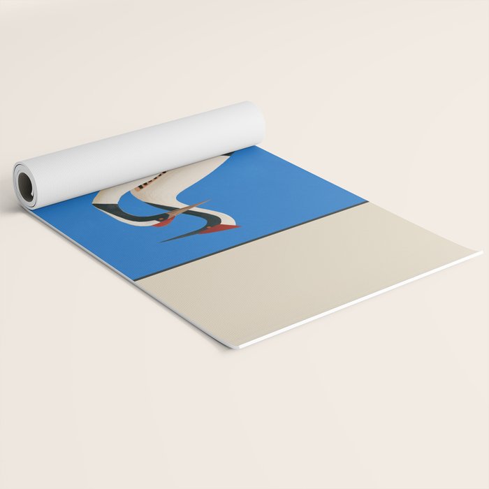 Stillness in Motion - Abstract Cranes in Blue Yoga Mat Gallery Image 2