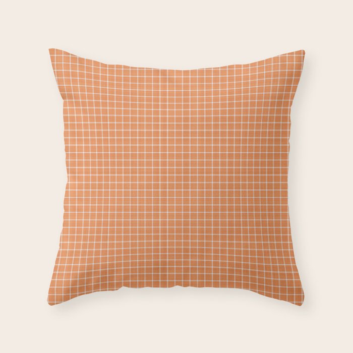 Rustic Linen Checks Gingham Pattern With A Vintage Linen Vibe Warm Orange Throw Pillow Gallery Image 6