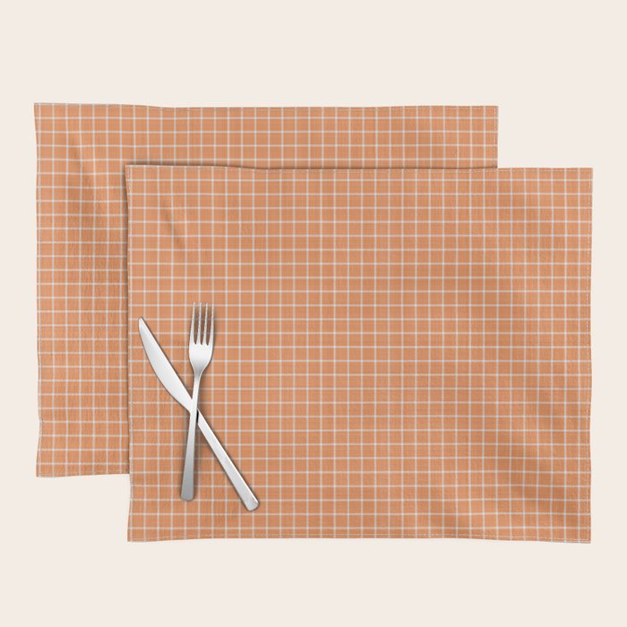 Rustic Linen Checks Gingham Pattern With A Vintage Linen Vibe Warm Orange Placemat Gallery Image 1