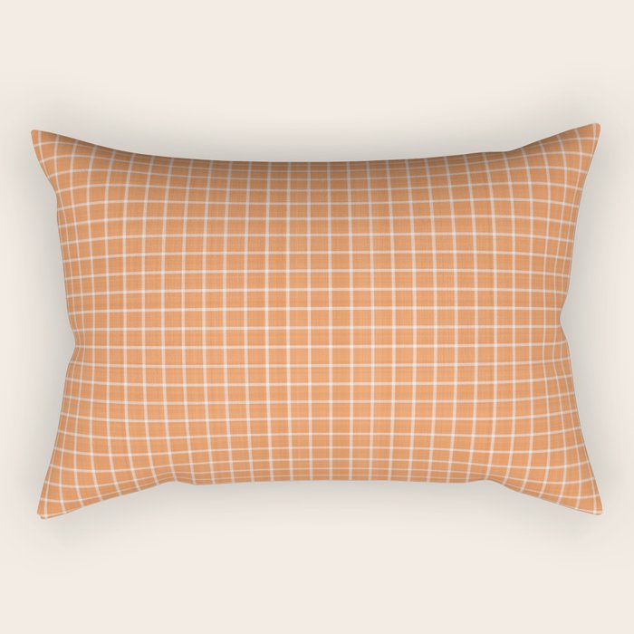 Rustic Linen Checks Gingham Pattern With A Vintage Linen Vibe Warm Orange Rectangular Pillow Gallery Image 1
