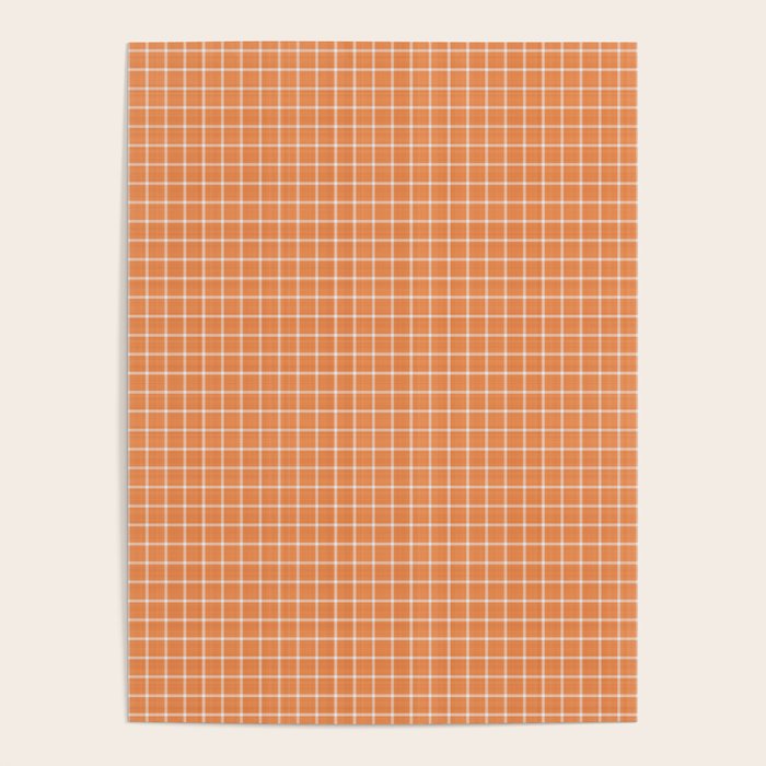 Rustic Linen Checks Gingham Pattern With A Vintage Linen Vibe Warm Orange Poster Gallery Image 4