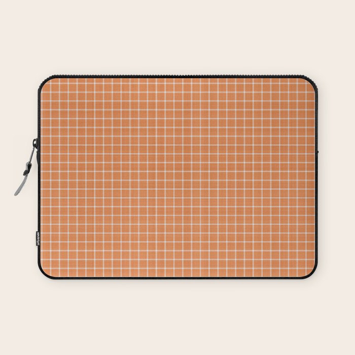 Rustic Linen Checks Gingham Pattern With A Vintage Linen Vibe Warm Orange Laptop Sleeve Gallery Image 1
