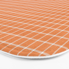 Rustic Linen Checks Gingham Pattern With A Vintage Linen Vibe Warm Orange Bath Mat Gallery Image 3