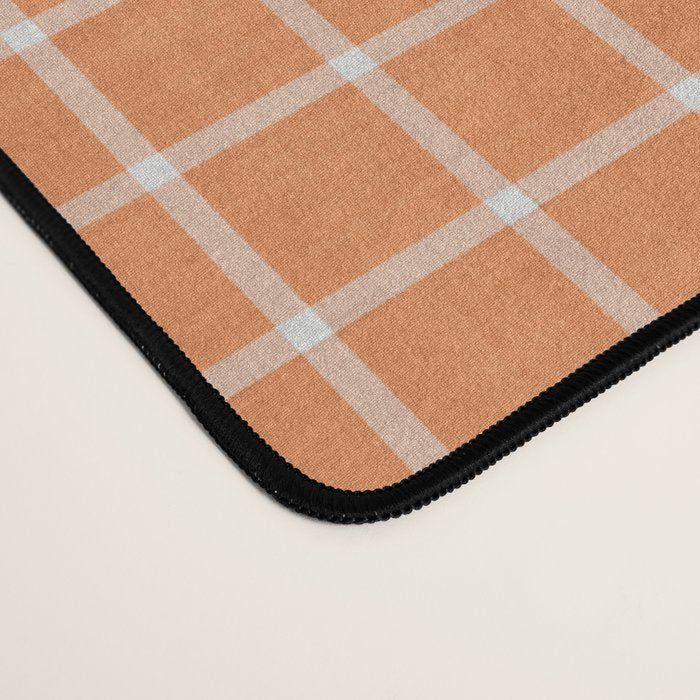Rustic Linen Checks Gingham Pattern With A Vintage Linen Vibe Warm Orange Desk Mat Gallery Image 4