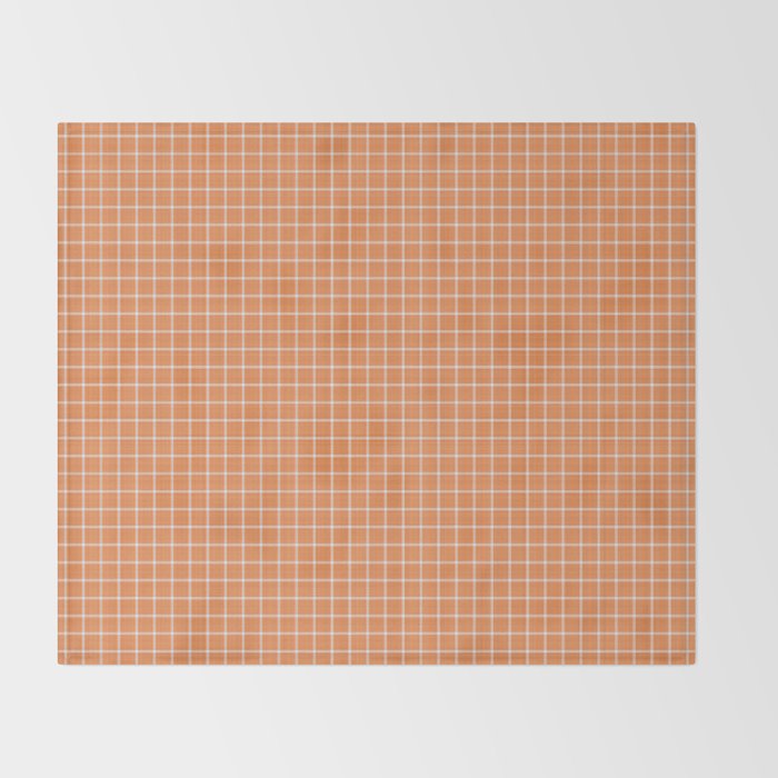 Rustic Linen Checks Gingham Pattern With A Vintage Linen Vibe Warm Orange Throw Blanket Gallery Image 2