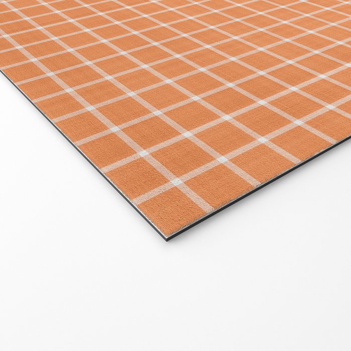 Rustic Linen Checks Gingham Pattern With A Vintage Linen Vibe Warm Orange Welcome Mat Gallery Image 2