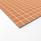 Rustic Linen Checks Gingham Pattern With A Vintage Linen Vibe Warm Orange Welcome Mat Gallery Image 2
