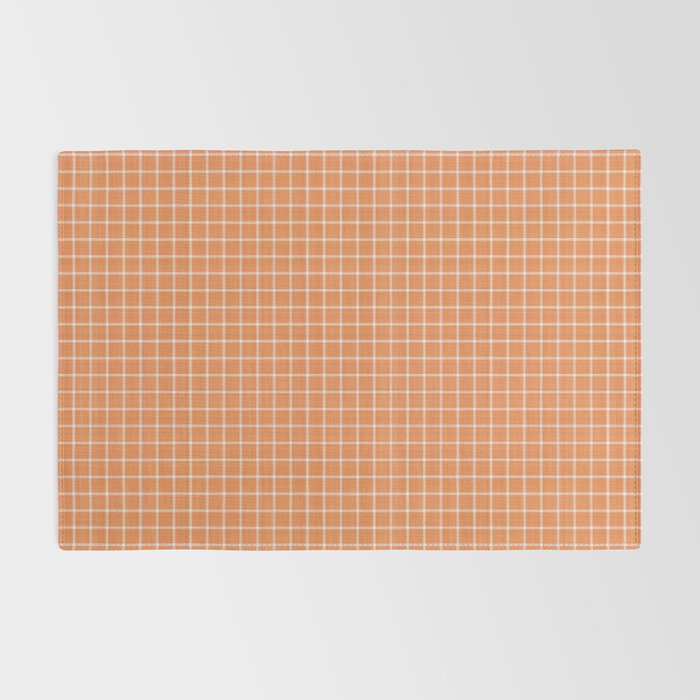 Rustic Linen Checks Gingham Pattern With A Vintage Linen Vibe Warm Orange Rug Gallery Image 2