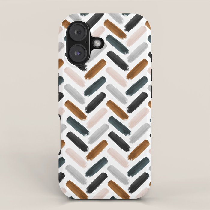 Painted herringbone - neutrals iPhone Case Gallery Image 1