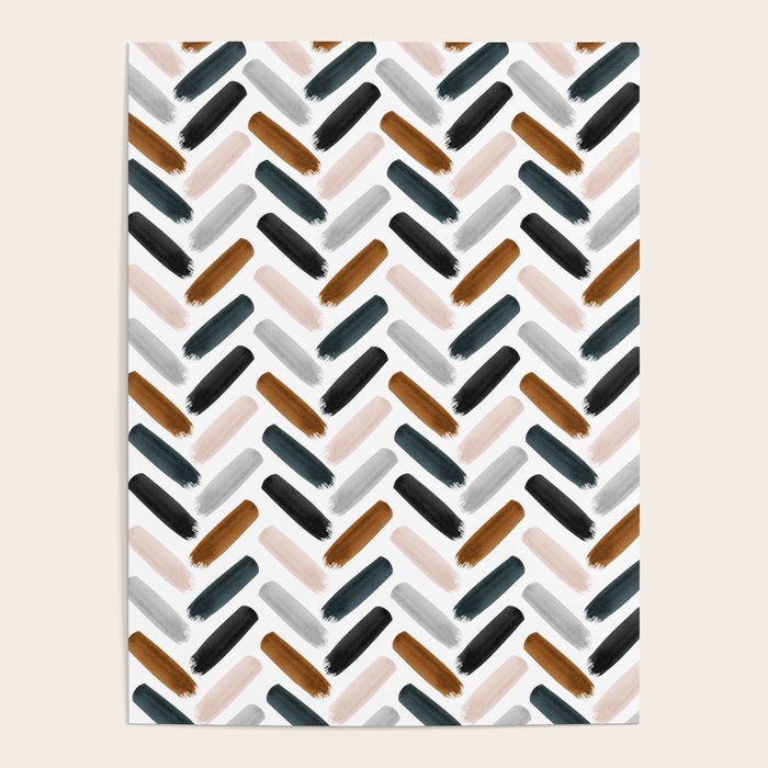 Painted herringbone - neutrals Poster Gallery Image 4