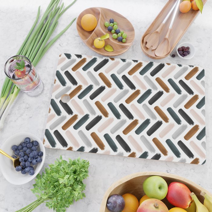 Painted herringbone - neutrals Cutting Board Gallery Image 2