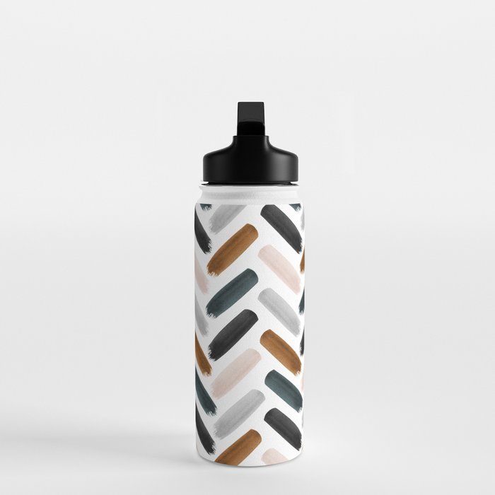 Painted herringbone - neutrals Water Bottle Gallery Image 3