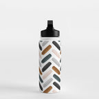 Painted herringbone - neutrals Water Bottle Gallery Image 3