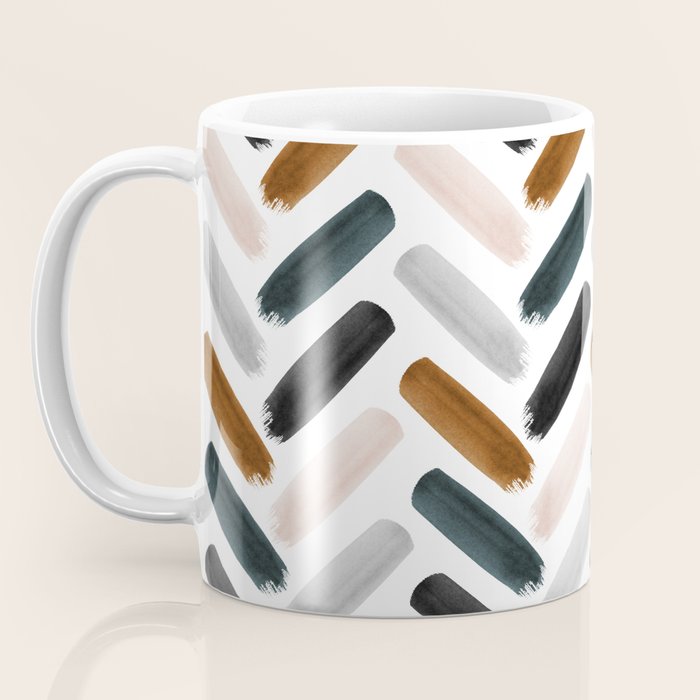 Painted herringbone - neutrals Coffee Mug Gallery Image 3