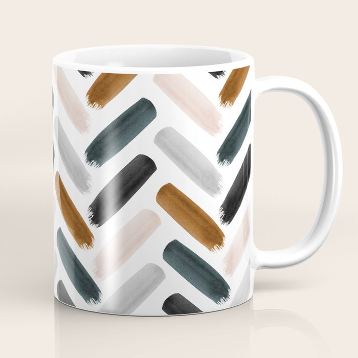 Painted herringbone - neutrals Coffee Mug Gallery Image 1