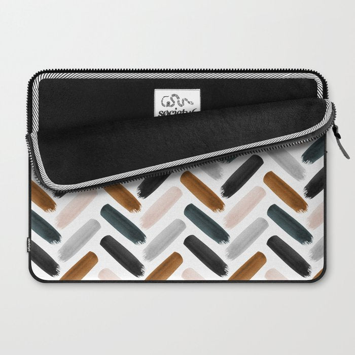 Painted herringbone - neutrals Laptop Sleeve Gallery Image 2