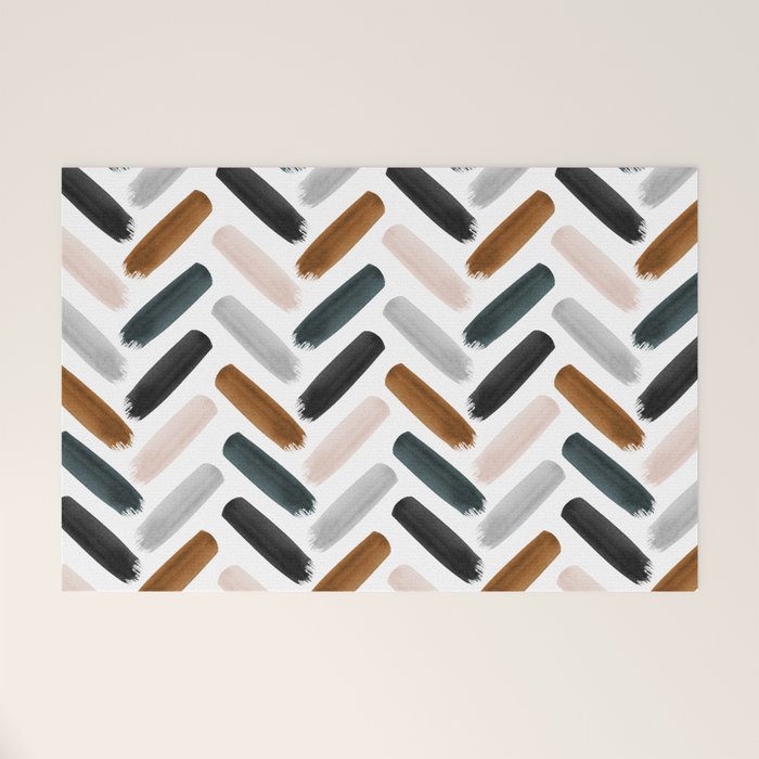 Painted herringbone - neutrals Welcome Mat Gallery Image 1