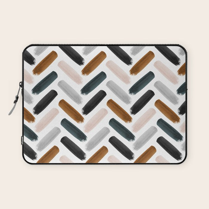 Painted herringbone - neutrals Laptop Sleeve Gallery Image 1