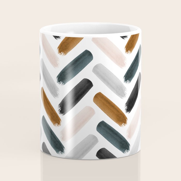 Painted herringbone - neutrals Coffee Mug Gallery Image 4