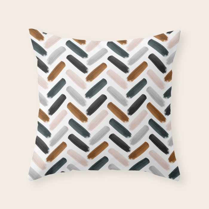 Painted herringbone - neutrals Throw Pillow Gallery Image 1