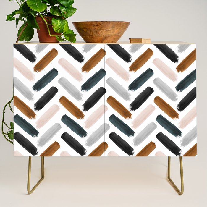 Painted herringbone - neutrals Credenza Gallery Image 1